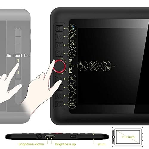 XP-PEN Ekran Artist 12 Pro grafik tableti, tamamen lamine ekran, 11,6 inç, 8 tuş kombinasyonu, pilsiz giriş kalemi, 8192 seviye, 60° eğme fonksiyonlu