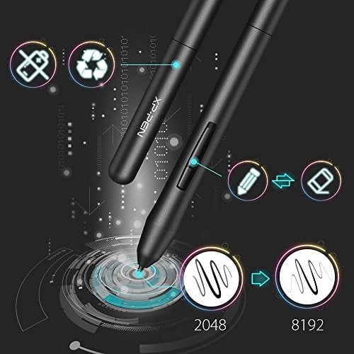 XP-Pen G430S - Grafik tablet, pasif kapasitif kalem 8192 seviyeler, boyutu 4 x 3 inç, OSU çizim imza oynamak için