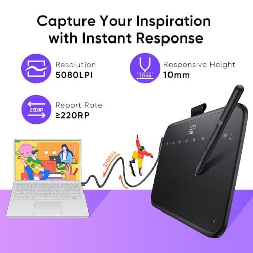 XPPen Deco 640 Grafik Çizim Tableti, 16384 Basınç Seviyesi, Pilsiz Kalem, 6x4 İnç, Windows Mac Android Uyumlu