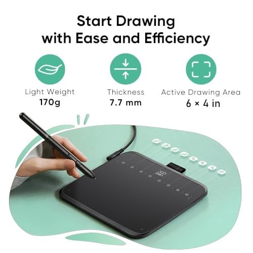 XPPen Deco 640 Grafik Çizim Tableti, 16384 Basınç Seviyesi, Pilsiz Kalem, 6x4 İnç, Windows Mac Android Uyumlu