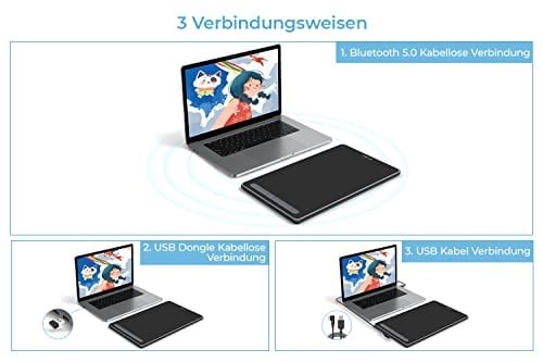 XPPen grafik tableti Deco LW, 10 x 6 inç, 8 tuşlu kalem tableti, pilsiz kalem, 8192 baskı kademesi, 60° eğim, boyama, çalışma ve öğrenme için