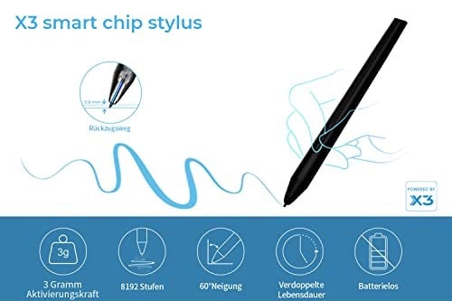 XPPen grafik tableti Deco LW, 10 x 6 inç, 8 tuşlu kalem tableti, pilsiz kalem, 8192 baskı kademesi, 60° eğim, boyama, çalışma ve öğrenme için