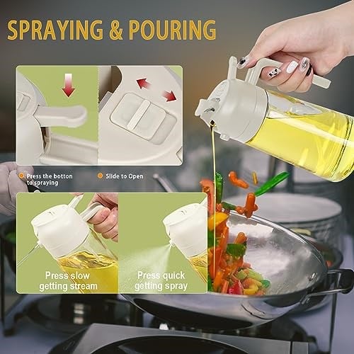 Yağ Püskürtme Şişesi, 2li Yağ Dağıtıcı ve Püskürtücü, Mutfak için 470ml Yağ Şişesi, Hava Fritözü, Barbekü Salata ve Biftek için Yağ Püskürtme Şişesi
