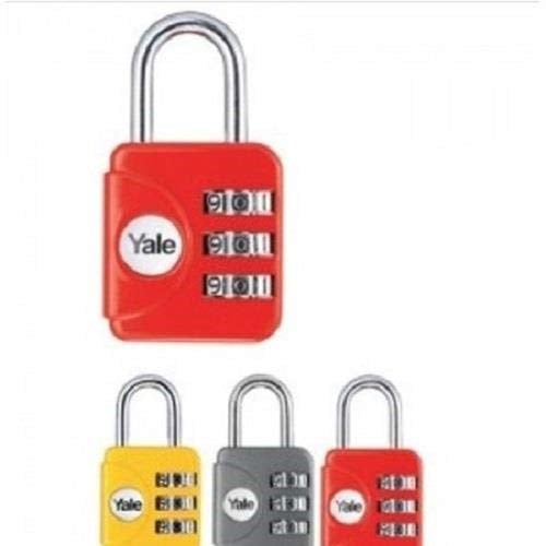 Yale YP1/28/121/1 Asma Kilit, Sarı-Kırmızı-Koyu Gri