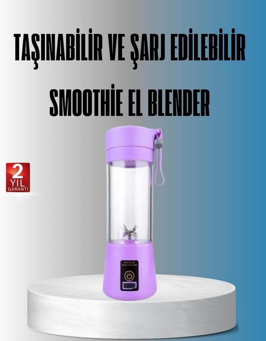 YamanHobi Şarjlı 380ml Portatif Smoothie Blender USB Mini Shake Yapıcı