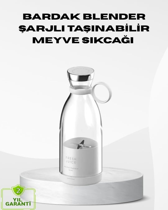 YamanHobi USB Şarjlı Kablosuz Blender – Taşınabilir, Kompakt ve Çevre Dostu Meyve Sıkıcı