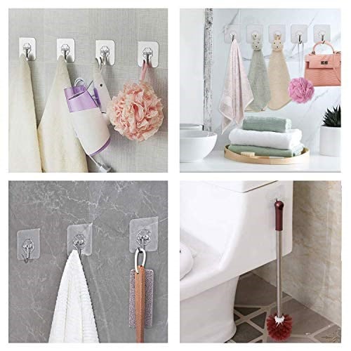Yapışkanlı Duvar Kancaları Banyo Mutfak 24 Paket Ağır Hizmet 10 kg (Maks) Çivisiz Yapışkan Askılar Paslanmaz Kancalı Yardımcı Havlu Banyo Tavan Kancaları