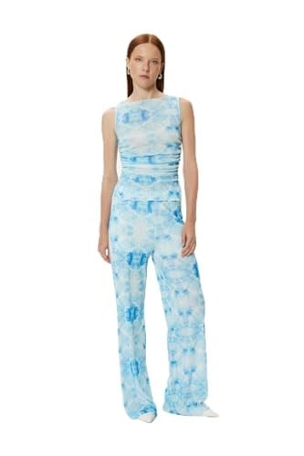 Yarı Transparan Kolsuz Tişört Batik Desenli Slim Fit