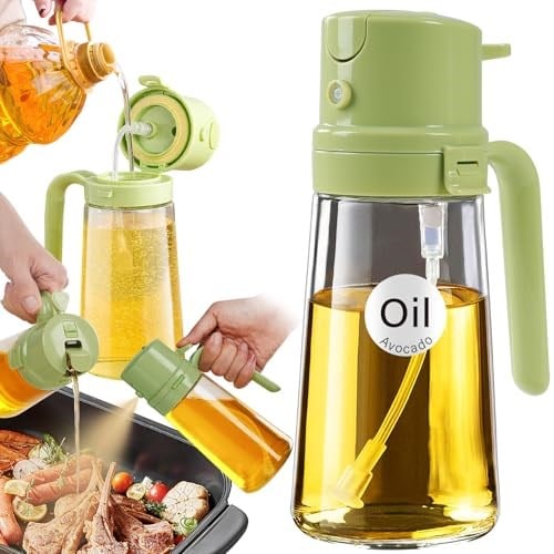 YARRAMATE 2si 1 Arada Kolayca Doldurulabilir Mutfak Yağ Spreyi, 470ml uçak spreyi, ocak dökücü, basit dış mekan ölçer, sıcak hava fritöz tipi spreyi (Yeşil)