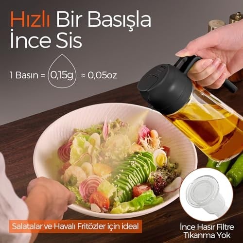YARRAMATE 2si 1 arada yağ püskürtücü, 470 ml yeşil püskürtme şişesi, gıda maddelerine uygun, yemek pişirmek için spreyi, yüksek kaliteli, sıcak hava fritözü için Dispenser