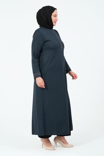 YAŞAM BÜYÜK BEDEN KADIN TESETTÜR TAŞLI MEVSİMLİK FERACE