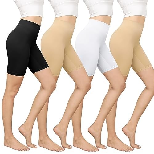 YaShaer Kadın Slip şort düşük elbiseler için yüksek belli yaz şort 4 paket