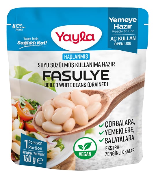 yayla 150 gr Haşlanmiş Suyu Süzülmüş Fasulye Tekli Paket
