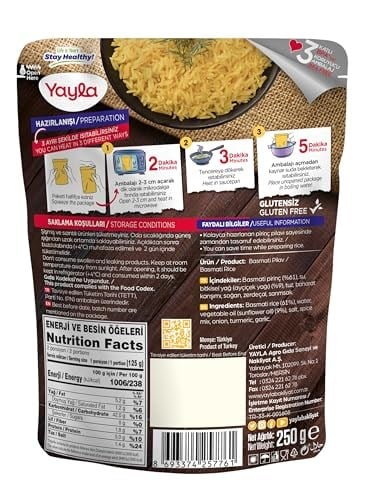yayla Basmati Pirinç Pilavı, 250 gr Tekli Paket