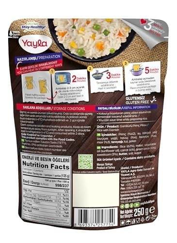yayla Garnitürlü Pirinç Pilavı, 250 gr Tekli Paket