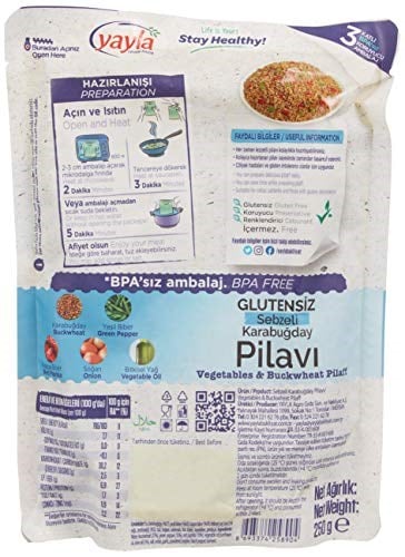 Yayla Glutensiz Sebzeli Karabuğday Pilavı (250 Gr) 6lı paket - Seçenekler: Pack of 6, 250 Gr, 250 Gr 2li paket, (250 Gr x 12)