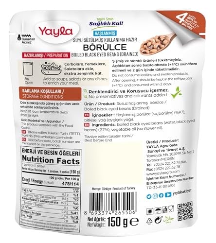 yayla Haşlanmiş Suyu Süzülmüş Börülce 150 g Tekli Paket
