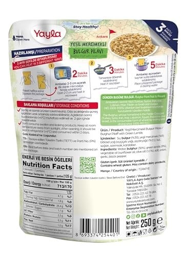Yayla Yeşil Mercimekli Bulgur Pilavı (250 Gr) Tekli Paket