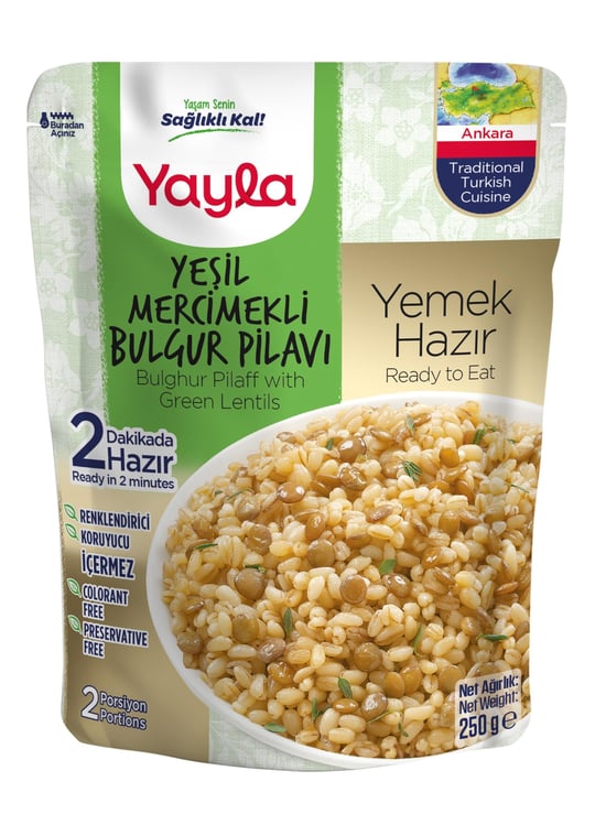 Yayla Yeşil Mercimekli Bulgur Pilavı (250 Gr) 6lı paket - Seçenekler: Pack of 6, 250 Gr, 250 Gr (2 paketi), 250 Gr 3lü paket...