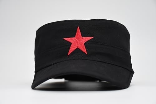 Yazlık Erkek Şapka Kastro Şapka Yıldız Nakışlı Siyah