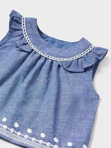 Yazlık Kız Bebek Bluz Şort Set Mavi 84 12AY