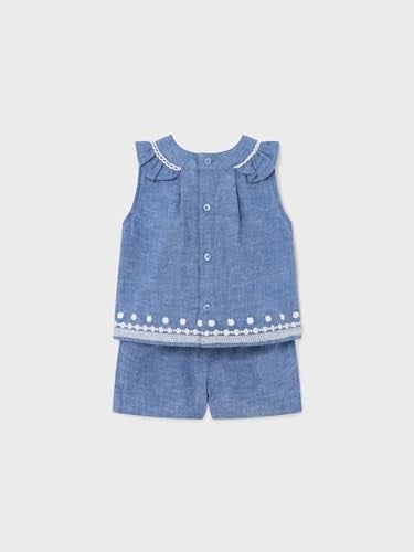 Yazlık Kız Bebek Bluz Şort Set Mavi 84 12AY