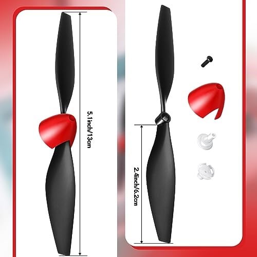 Yedek RC Düzlem Pervaneleri Uçak Karbon Fiber Burun Konisi Tr-p51 Rc Düzlemi ile Uyumlu 4 Kanal Uzaktan Kumandalı Uçak Pervane Koruyucular ve Adaptörlü (3 Set)
