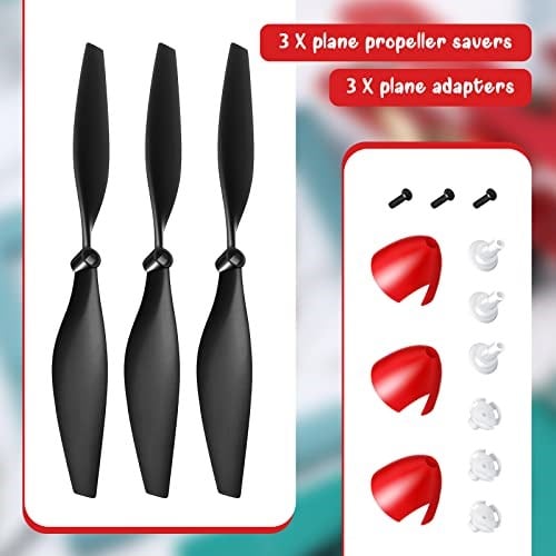 Yedek RC Düzlem Pervaneleri Uçak Karbon Fiber Burun Konisi Tr-p51 Rc Düzlemi ile Uyumlu 4 Kanal Uzaktan Kumandalı Uçak Pervane Koruyucular ve Adaptörlü (3 Set)