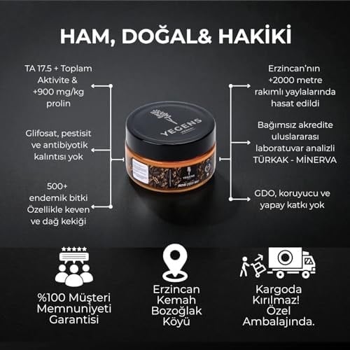 Yegens 500 gr Doğal Süzme Çiçek Balı | TA17.5+ | 900 Prolin | Erzincan - Kemah | Hakiki Bal