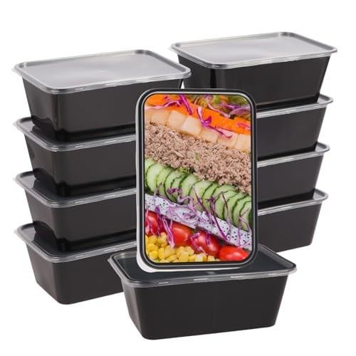 Yemek Hazırlama Kapları [10 Paket] 1 Kapaklı Bölme, Gıda Saklama Kapları, Bento Kutusu, BPA İçermez, İstiflenebilir, Mikrodalga/Bulaşık Makinesi/Dondurucuya Uygun (32 oz)