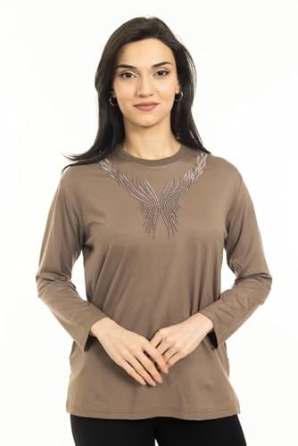 Yeni Sezon Kadın Orta Yaş ve Üzeri Yeni Desen Triko Yaka Likralı Anne Penye Bluz 30520