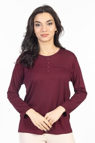 Yeni Sezon Sade Desen Yuvarlak Yaka Likralı Anne Penye Bluz 6484