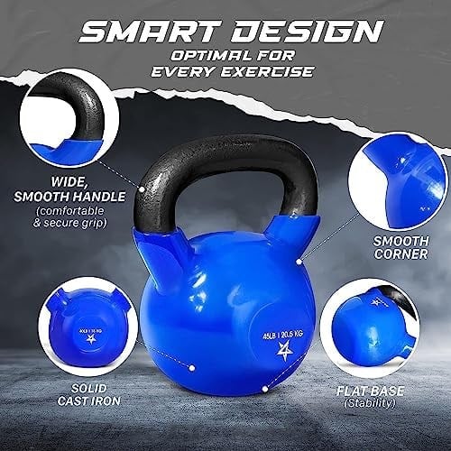 Yes4All 2-22kg Kettlebell/Kugelhantel aus Gusseisen mit Vinylbeschichtung
