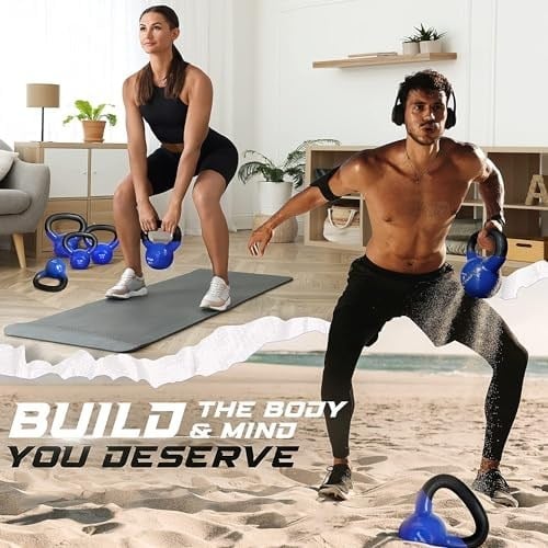 Yes4All 2-22kg Kettlebell/Kugelhantel aus Gusseisen mit Vinylbeschichtung