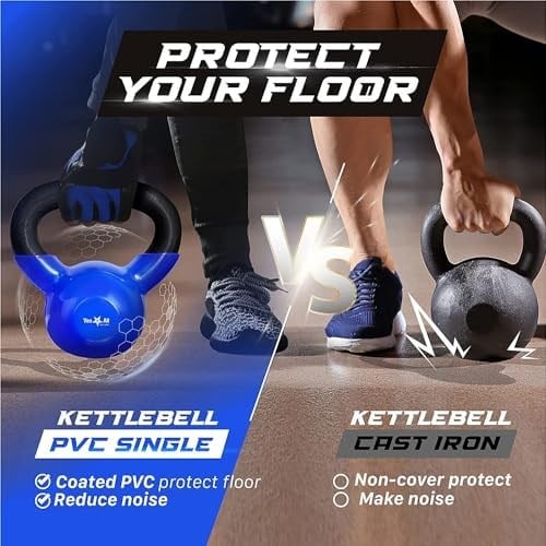 Yes4All 2-22kg Kettlebell/Kugelhantel aus Gusseisen mit Vinylbeschichtung