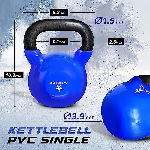Yes4All 2-22kg Kettlebell/Kugelhantel aus Gusseisen mit Vinylbeschichtung