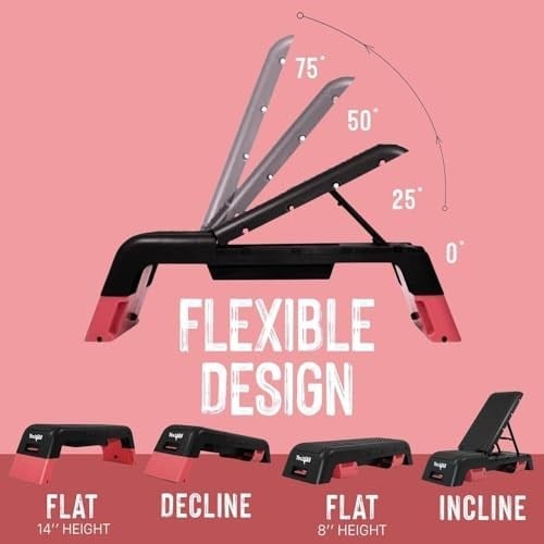 Yes4All 48 cm Aerobik Egzersiz Step Platformu, 2 Yükseltici ile, Ayarlanabilir Yükseklikli Antrenman Step Tahtası 7,6 cm ve 13 cm için Ev Spor Salonu
