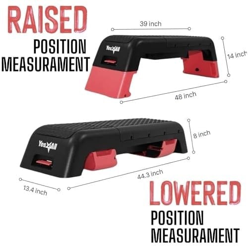 Yes4All 48 cm Aerobik Egzersiz Step Platformu, 2 Yükseltici ile, Ayarlanabilir Yükseklikli Antrenman Step Tahtası 7,6 cm ve 13 cm için Ev Spor Salonu