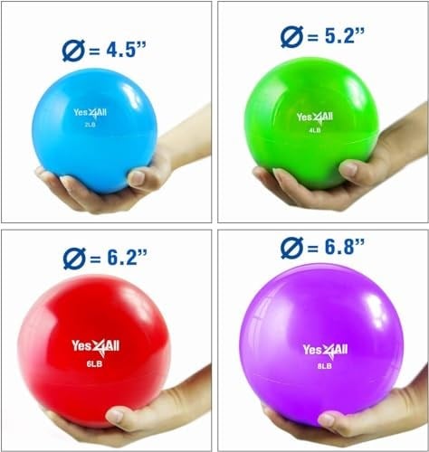 Yes4All Ağırlıklı Tonlama Topları, Egzersiz, Pilates, Yoga, Denge, Esneklik İçin Yumuşak Sağlık Topları, 0,9 kg-4,5 kg - Seçenekler: A. Pürüzsüz, Düz, Elmas sap, Renk Mermer