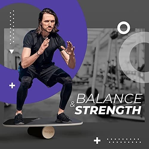 Yes4All denge tahtası spor eğitmeni, ayarlanabilir durduruculara sahip sörf antrenman tahtası, karın kası gücünü ve denge kontrolünü geliştirir