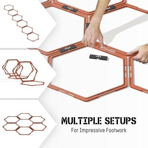 Yes4All Hex Çeviklik Halkaları, Hız Halkaları, Altıgen Halkalar, Çeviklik Ayak Çalışması Eğitimi için Çeviklik Engelleri, Taşıma Çantasıyla