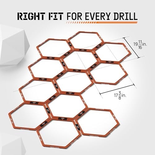 Yes4All Hex Çeviklik Halkaları, Hız Halkaları, Altıgen Halkalar, Çeviklik Ayak Çalışması Eğitimi için Çeviklik Engelleri, Taşıma Çantasıyla