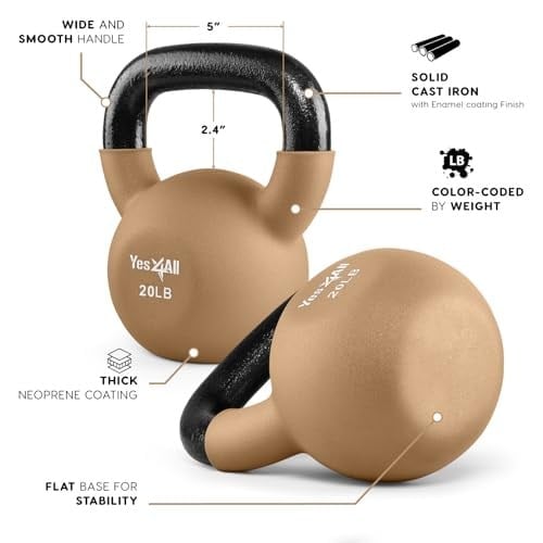 Yes4All Neopren Kaplamalı Ayarlanabilir Girya ve Girya Setleri, Evde spor ve dambıl ağırlık antrenmanı için el ağırlıkları seti