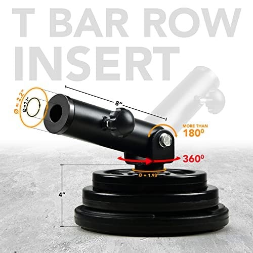 Yes4All T-Bar Row Plate Post Insert Landmine – Fit 2” Olympic Bars – Full 360° Swivel & Easy to Install