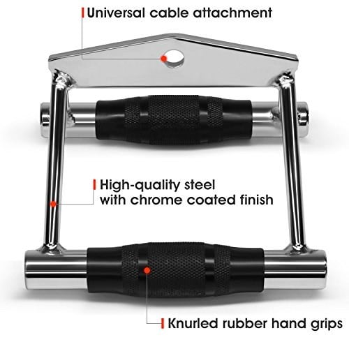Yes4All Üniseks Kablo Bağlantısı Combo Çift D Kolu Kauçuk Lat Makine Ataşmanı Triceps Halatı Düz ​​Döner Bar V Şekli Bar Kablo Ek Kablo Ev Spor Salonu için Makine Aksesuarları