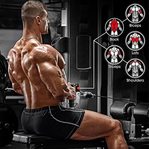 Yes4All Üniseks Kablo Bağlantısı Combo Çift D Kolu Kauçuk Lat Makine Ataşmanı Triceps Halatı Düz ​​Döner Bar V Şekli Bar Kablo Ek Kablo Ev Spor Salonu için Makine Aksesuarları