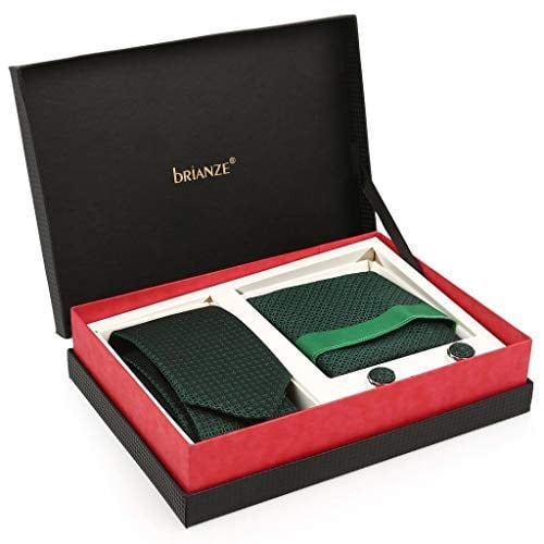 Yeşil Kravat Kol Düğmesi Hediyelik Set-Brianze KMK-19