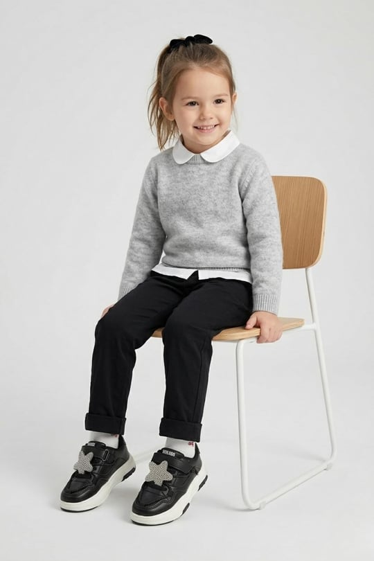 Yıldız Anatomik Rahat Taban Kız Çocuk Spor Ayakkabı Siyah