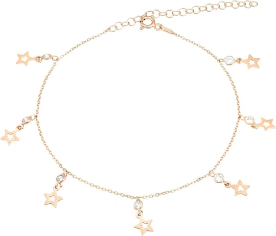 Yıldızlı Model Zirkon Taşlı Sallantılı Gümüş Kadın Ayak Halhal Rose
