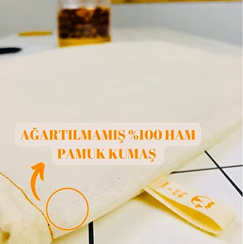 yofu yoga and food %100 Ağartılmamış Ham Pamuk Bitkisel Süt Süzme Kesesi Badem Sütü, Fındık Sütü, Yeşil Sebze Suyu Süzme - Organik Pamuk Kese (30 x 35 cm) - Seçenekler: 25 x25 cm, 30 x 35 cm, 35x50 cm